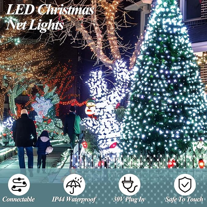 LitHome 21ft x 5ft Christmas Net Lights Outdoor 360 LED Mesh Fairy String Lights with 8 Modes Connectable Plug in Waterproof Mesh Lights for BushesTreesGardenPatioYard Decorations(White)