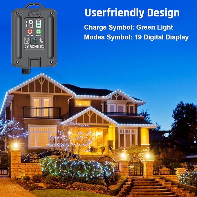 New Upgraded Solar Christmas String Lights Outdoor Waterproof 2 Pack Total 144ft 400 Led Solar &amp USB Rechargeable 19 Mode Solar Power Fairy Lights for Outside Yard Patio Garden Party Xmas Decor W
