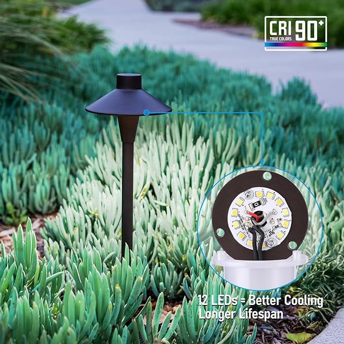LEONLITE Update 5CCT Low Voltage Pathway Lights 12-24V LED Landscape Path Light 1800/2700/3000/4000/5000K CRI90 IP65 Waterproof Landscape Lighting Aluminum Housing Oil Rubbed Bronze Pack of 6