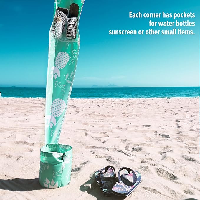 Qipi Beach Cabana - Easy to Set Up Canopy Waterproof Portable 6' x 6' Beach Shelter Included Side Wall Shade with UPF 50+ UV Protection Ultimate Sun Umbrella - for Kids Family &amp Friends