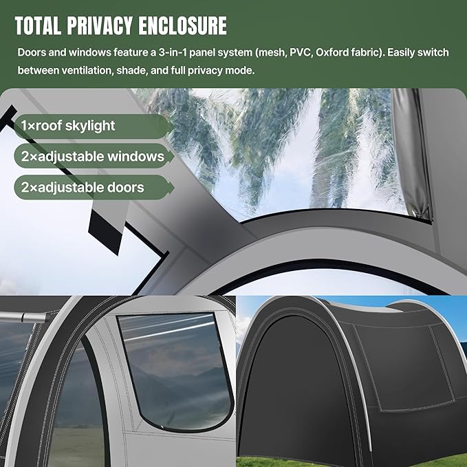 Tunnel &amp Camping Tent 82x71x65 in 2/3/4 Person Three-Layer Design with Mesh/PVC/Oxford Fabric Glamping Tent Weatherproof/Sunshade Portable Tents for Outdoor Easy Setup