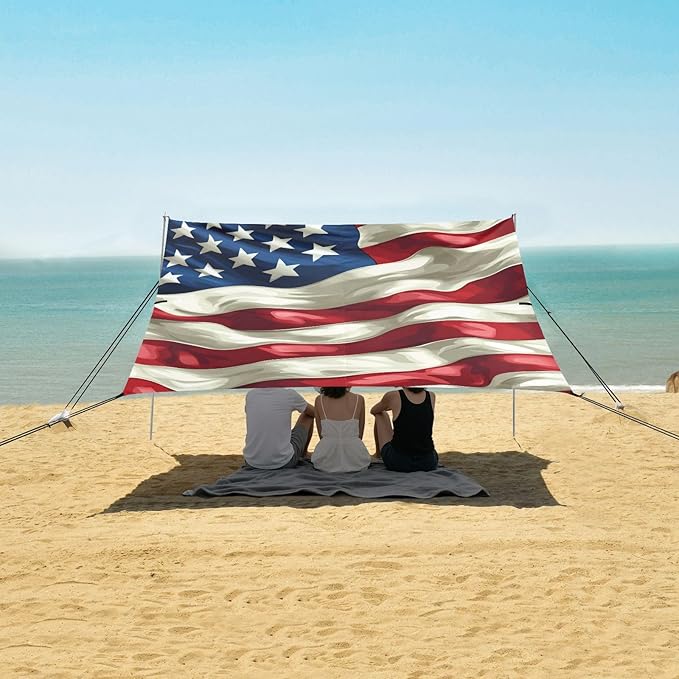 Beach Tent Sun Shelter Flag Fluttering in The Wind Lightweight &amp Easy Setup Beach Shade Canopy for Camping Fishing
