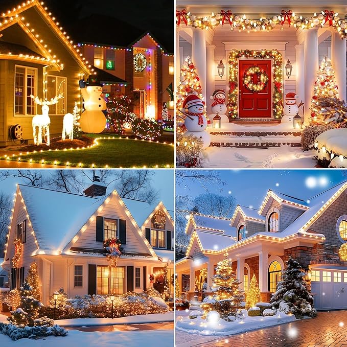 C9 LED Christmas String Lights 66ft 100 LED Waterproof Strawberry String Lights Plug-in Extendable Green Wire Lights String for Outdoor Indoor Outside Patio Wedding Party Decoration Warm White