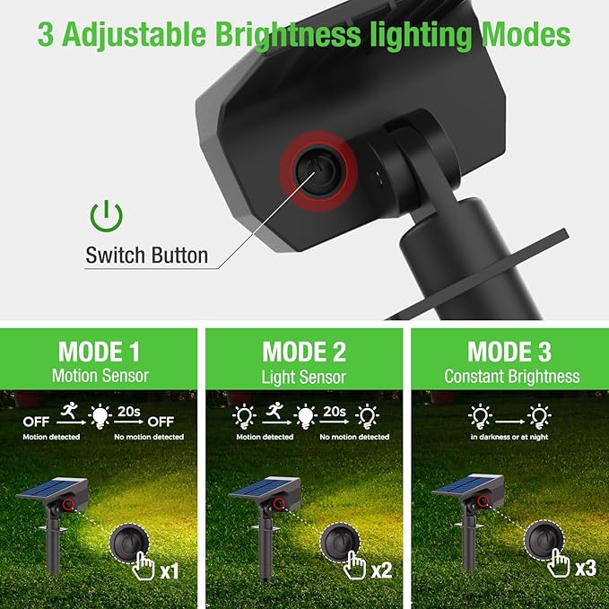 Solar Spot Lights Outdoor Motion Sensor with 3 Modes [ 4 Pack/56 LED ] Solar Spotlights Outdoor Waterproof 2-in-1 Auto On/Off Landscape Lighting for Outside Yard Wall Garden Pathway Warm White