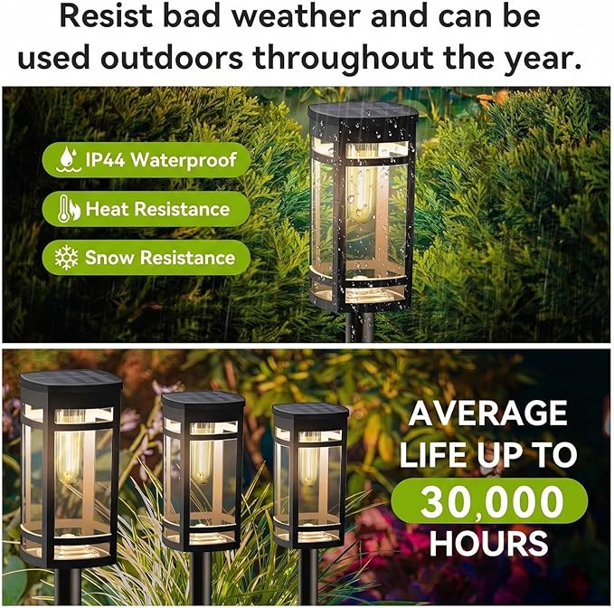 EXCMARK 12 Pack Solar Lights Outdoor Waterproof for Garden Pathway Walkway Driveway Yard Lawn Decorative Landscape Lighting. (Warm White Light 12)
