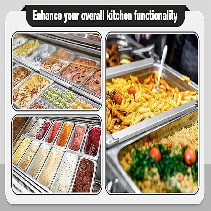 Aramox Stainless Steel Adapter Bar 32cm/12.6 Inch Food Divider for Restaurant Kitchen Steam Table Divider 8 Pieces