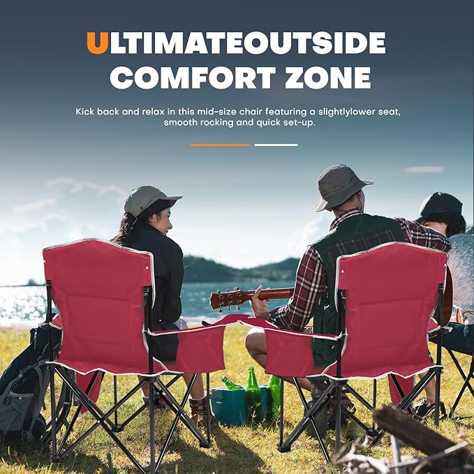 XMT Premium Padded Folding Chair Extra Wide &amp Heavy Duty 450lbs Capacity Portable Camping Chair with Insulated Cooler Cup Holder &amp Storage Compact Foldable for Outdoor Beach Picnics