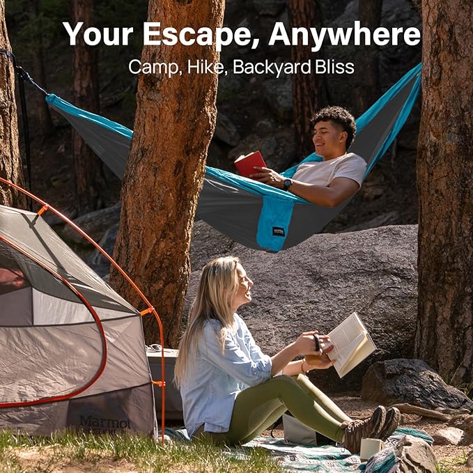 Kootek Camping Hammock Portable Hammocks with Tree Straps &amp Attached Carry Bag Camping Essentials Gear Perfect for Outside Indoor Hiking Beach Backpack Travel