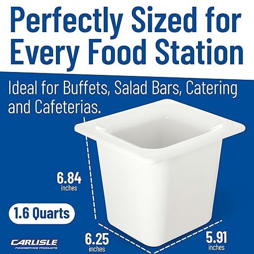 CFS CM110402 Coldmaster ABS Standard Sixth-Size Food Pan 1.6 qt. Capacity 6.84 x 6.25 x 5.91 White
