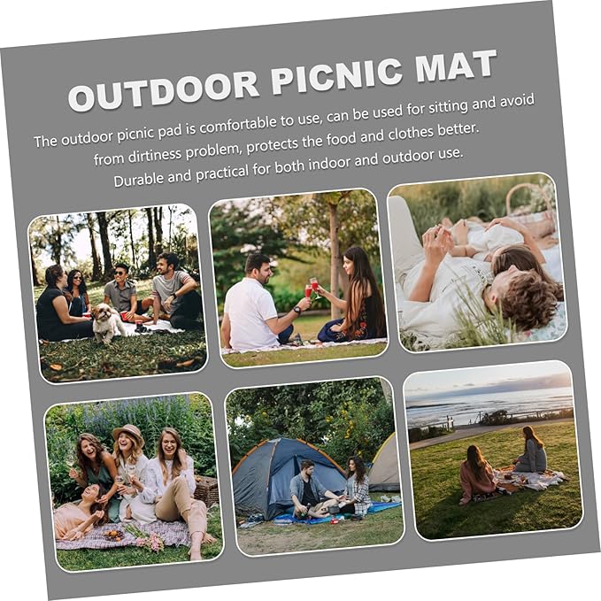 Outdoor Picnic Blanket Thickened Camping Mat Dual Sided Foil for Beach Hiking and Family Picnics Includes Carry Bag