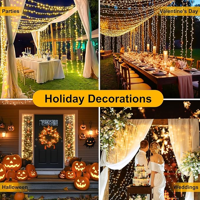 Extra Long 264Ft 800 LED Christmas Lights with Timer Green Wire Fairy Starry String Lights Plug in 8 Modes and Memory forIndoor Outdoor Xmas Tree Wedding Party DecorationWarm White