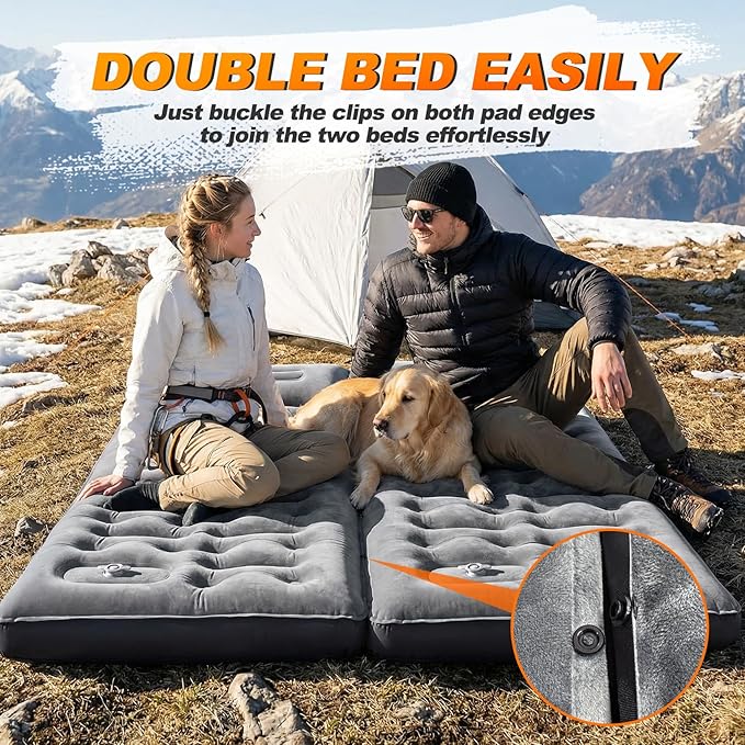 KASBAH Camping Sleeping Pad 9.5R-Value Thick 6 inch Camping Mat with Pillow Built-in Foot Pump Inflatable Sleeping Pads Compact for Camping Backpacking Hiking Traveling