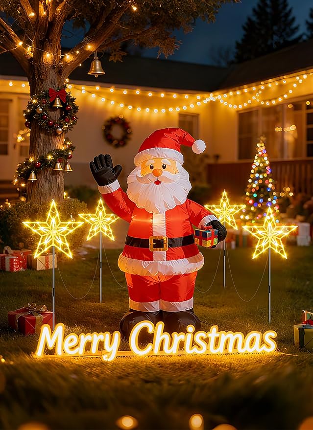 Brightown Pathway Lights Outdoor Christmas Decorations 2 Set Total 20-Pack Large Waterproof Stake Decorative Light for Outside Sidewalk Yard Lawn Path Walkway Driveway Marker Stake Warm White