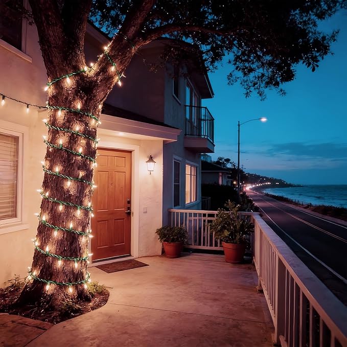 200 LED Warm White Christmas Lights UL Certified and Commercial Grade 66ft Green Wire String Lights for Indoor and Outdoor Party Wedding Garden Patio.