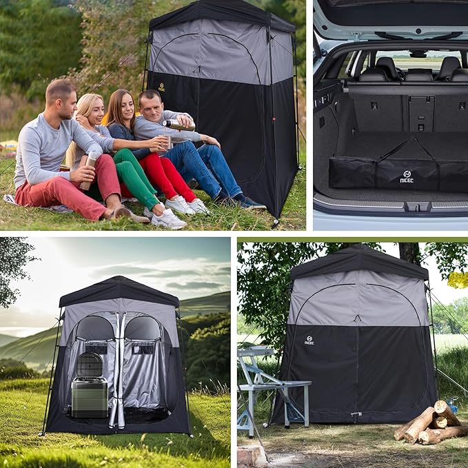 Nice C Camping Shower Tent Instant Pop Up Privacy Changing Tent Outdoor Shower Enclosure Toilet Tents Camping Bathroom Oversize (2 Room)