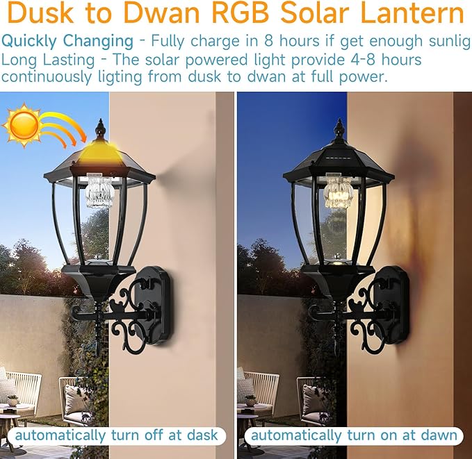 Solar Wall Lantern Outdoor Wireless Dusk to Dawn Solar Wall Mount Light 21 Large LED Drum Wall Sconce Fixture with Clear Glass and Aluminum Housing Weatherproof 2 Pack