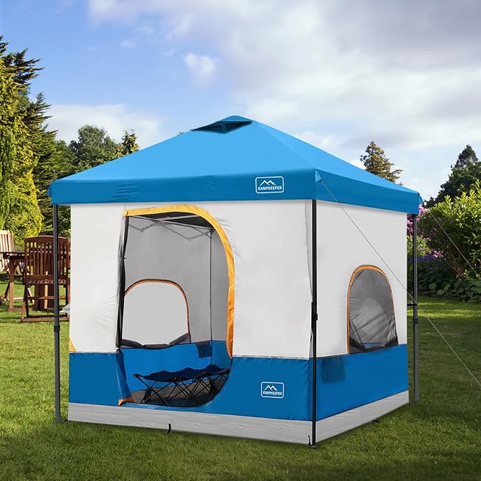 KAMPKEEPER 6 Person Camping Tent 10x10 Pop Up Canopy Tent with Camping Inner Tent Converts 10'x10' Straight Leg Canopy into Camping Tent–Fully Vented Roof(Canopy &amp Frame Included)