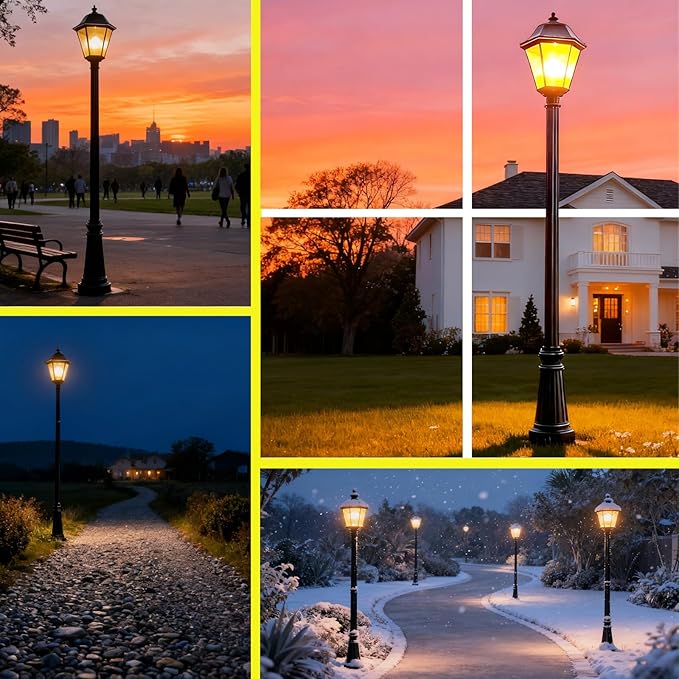 Universal Outdoor Post Light Pole Black Cast Aluminum Pole with 2.36 Fitter Mount 79in Tall Traditional Street Light Lamp Post for Pathway Driveway Parking Yard Entrance Lighting