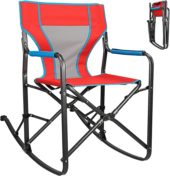 Northroad Oversized Rocking Camping Chair Portable Folding Director Chair Rocker Camp Chair for Outdoor Backyard Patio Lawn Garden