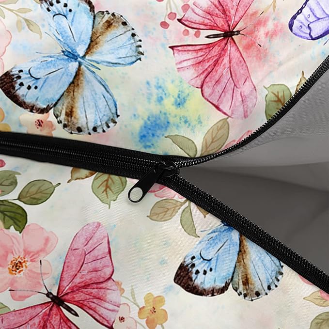 Kids Sleeping Bag for Boys GirlsButterfly Flowers Print-Lightweight Warm Portable Outdoor Indoor-Waterproof Cold Weather Resistant Sleeping Bag for Camping Hiking(Flowers)