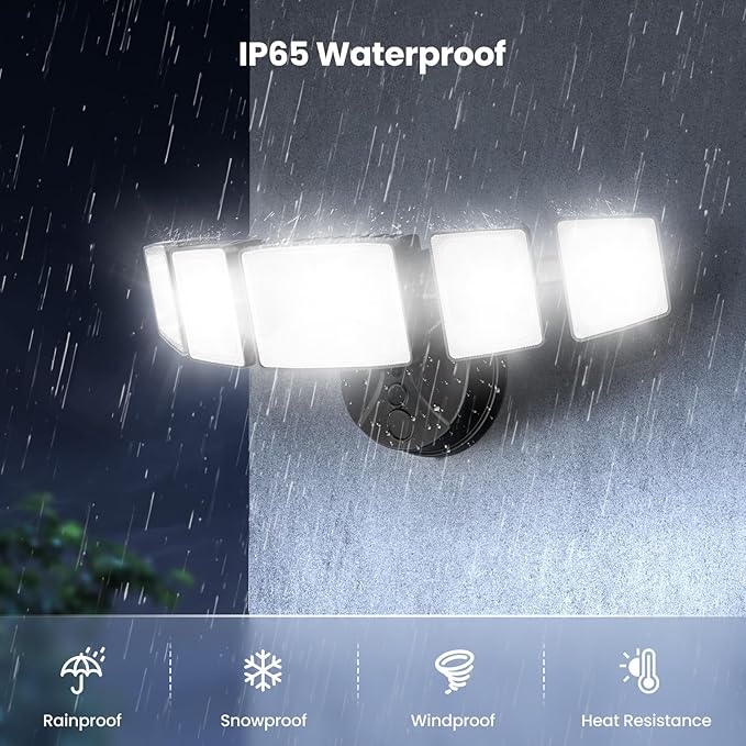 Onforu 150W LED Flood Lights Outdoor 15000LM Brightness Security Light Switch Controlled 6500K Outside Floodlight with 5 Adjustable Heads Waterproof Exterior Light for Yard Garage Patio