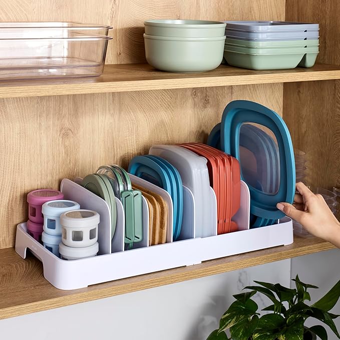YouCopia StoraLid Expandable Food Container Lid Organizer with Tall Dividers 40 Lid Premium Edition