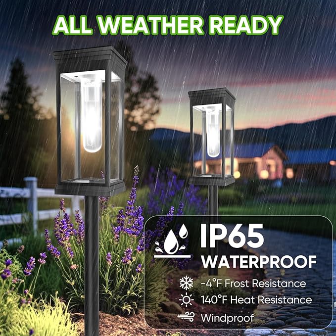 8 Pack Solar Pathway Lights OutdoorIP65 Waterproof - Bright Solar Lights OutdoorAuto On/Off Pathway Lights Solar PoweredSolar Path Lights for Walkway Driveway Garden (Cool White)