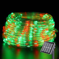 YEGUO Solar Christmas Light Outdoor Waterproof 66ft 200 LED Red and Green Rope Lights 8 Modes Tube String Lights in Clear Thin Tube