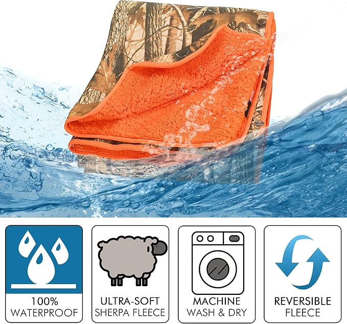 Tirrinia Waterproof Outdoor Blanket with Sherpa Lining Windproof Triple Layers Warm Comfy Foldable for Camping Stadium Beach Picnic Grass Concerts Car Dog 51''X 59'' &amp 59''X 80''