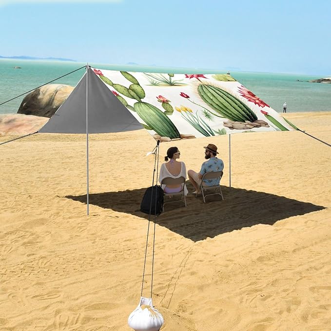 Beach Tent Sun Shelter Cactus of Different Shapes Lightweight &amp Easy Setup Beach Shade Canopy for Camping Fishing