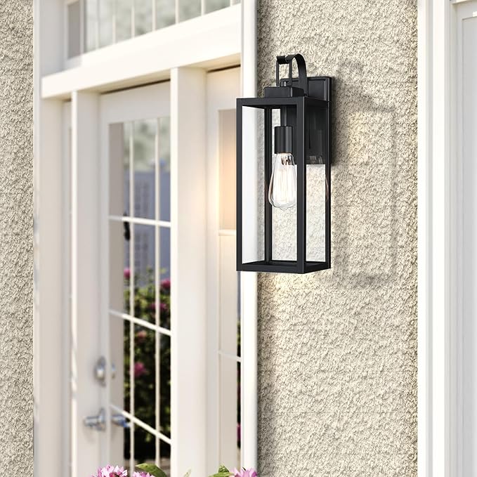 WISBEAM Large Outdoor Wall Light Fixture 17.75in Exterior Wall Lighting Fixture Modern Porch Lights Wall Sconce for Outside Porch Lamp with Metal Construction and Clear Glass 1 Pack