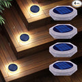 Solar Step Lights for Outside Waterproof 4 Pack Warm White Outdoor Stair Light Solar Powered Stick on Lights for Deck Dock Driveway Walkway Pathway Porch Yard Ground