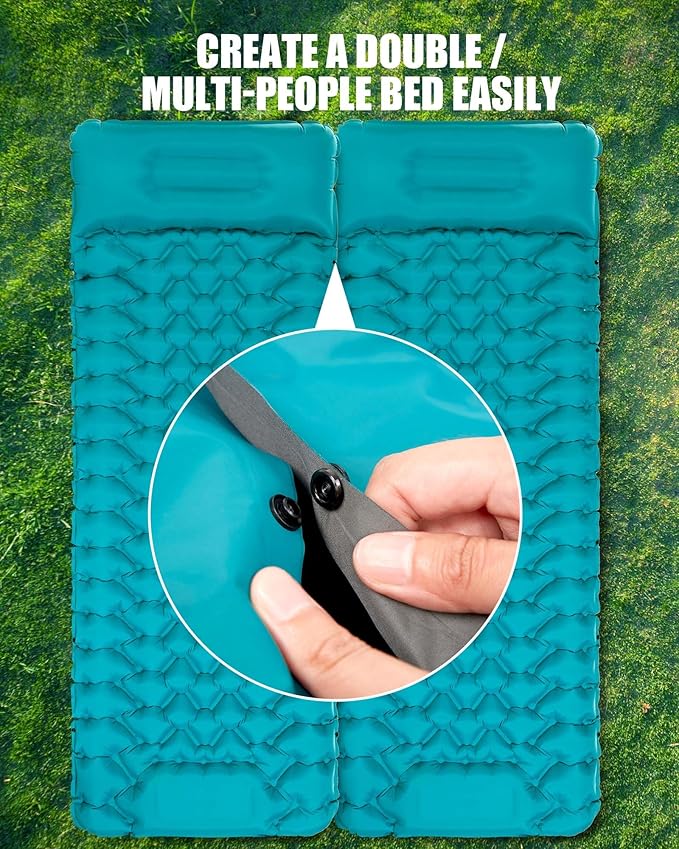 AKSOUL Camping Sleeping Pad with Pillow: Extra Thick 3.9 inch Ultralight Self Inflating Air Mat Compact Lightweight Insulated Inflatable Sleep Mattress for Backpacking Camp Hiking Tent