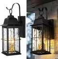 zeyu 17.2 Inch Exterior Black Light Fixture 2-Light Outside Wall Light for House Die-Cast Aluminum with Water Ripple Glass Black and Gold Finish 20071B2 BK+BG-WP