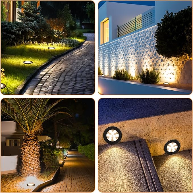 Low Voltage Landscape Lighting - 6W Well Light12-24V LED In-Ground Landscape Light IP67 Waterproof Landscape Lighting3000K Paver Lights Warm White for Yard Garden Patio (12 Pack)