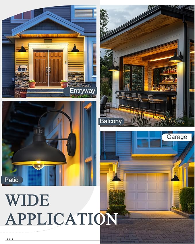 12'' Motion Sensor Outdoor Porch Lights Dusk to Dawn Wall Lights IP65 Waterproof Farmhouse Gooseneck Wall Lamp for Patio House Garage HSMD2215