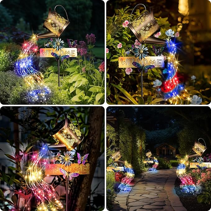 Solar Watering Can Light Solar Lights Outdoor Decor Garden Decor Lights for Yard IP65 Waterproof Hanging Lantern Lights Gifts for Women Mom for Yard Patio Lawn Pathway Landscape (Multicolour)