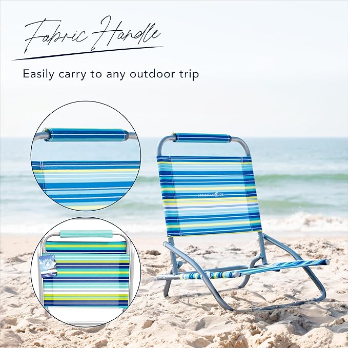 Caribbean Joe Folding Beach Chair 1 Position Lightweight and Portable Foldable Outdoor Camping Accessories Red