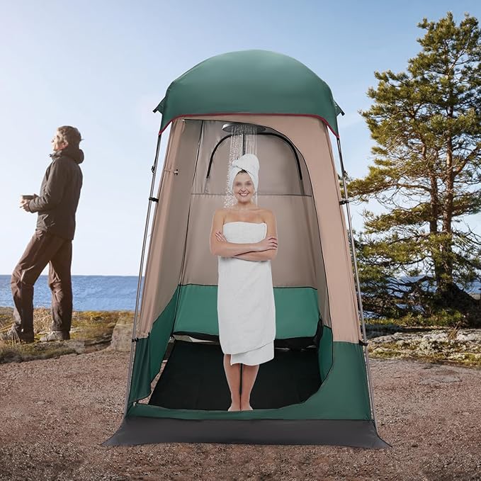 Outdoor Camping Privacy Shelter Shower Tent Portable Toilet Tent Changing Dressing Room Instant Privacy Shelters Outdoor Shower Enclosure for Hiking Beach Picnic Fishing (Dark Green)
