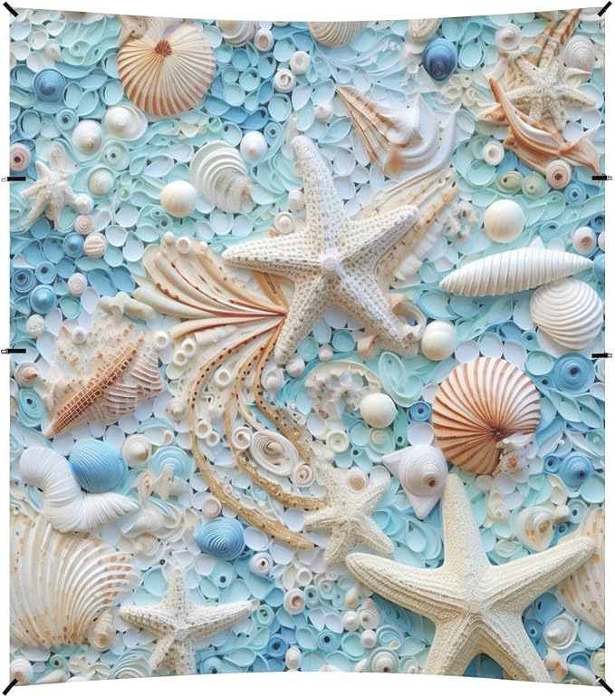 Camping Sun Shelters Starfish and Shells on Beach Beach Canopy 126 * 110.2in