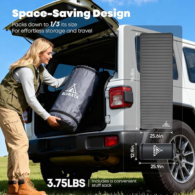 Self Inflating Sleeping Pad with Foot Pump 2 Inch Thick Memory Foam Camping Pad Quick Inflation Air Mattress for Camping Hiking Car Travel and Outdoor Adventures Grey