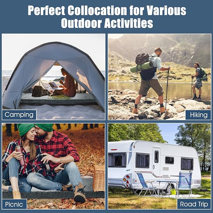 Goplus Memory Foam Camping Mattress Portable Roll up Sleeping Pad w/Anti-Slip Bottom Travel Bag Single/Twin Waterproof Floor Mat Guest Bed