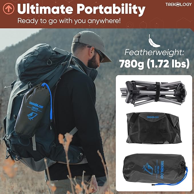 TREKOLOGY Ultralight Beach Chair Lightweight Camping Chair for Backpacking Hiking and Travel - YIZI LITE
