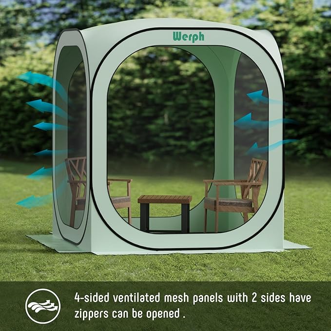 Pop Up TentPortable Canopy Tent with Mesh Mosquito Net Screen House Room Canopy Shade Screen 6 x 6 FT with Carry Bag for Patio Backyard Sports &amp Outdoors Activities Green