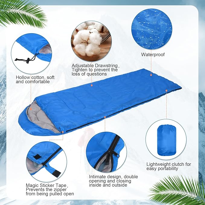 Macarrie 12 Pack Sleeping Bags Set with Compression Sacks 6 Camping Sleeping Bags for Homeless Adults and 6 Emergency Survival Sack for Hiking Outdoor Homeless Shelter Donation Supplies
