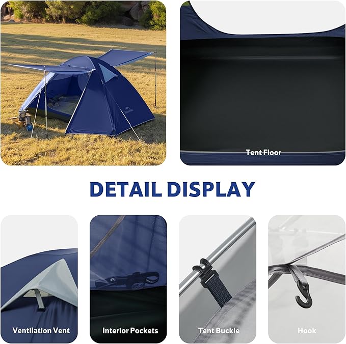 Naturehike Bleik-B 2 Person 3 Person Tent Lightweight Backpacking Tents for Camping Double Layer Waterproof Camping Tent