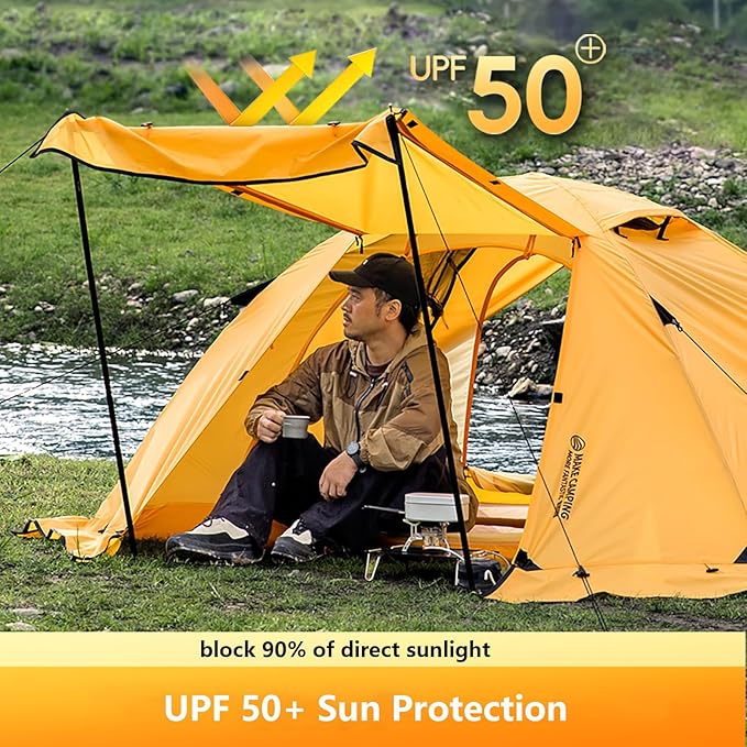 BISINNA 4 Season Tent for Backpacking Winter Tents 2 Person Lightweight Cold Weather Tents Waterproof Double Layer All Season Tent Aluminum Alloy Poles Easy Set Up for Camping Hiking Outdoor