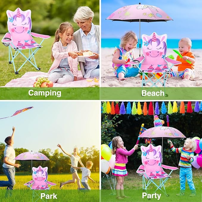 KABOER Kids Outdoor Folding Lawn and Camping Chair with Cup Holder and Carrying Bag Children's Camping Chairs