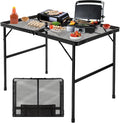 Folding Grill Table Camping Table with Mesh Desktop Lightweight 3 FT Metal Table for Outside Height Adjustable Portable Grill Tables for Camping Picnic Beach and BBQ RV