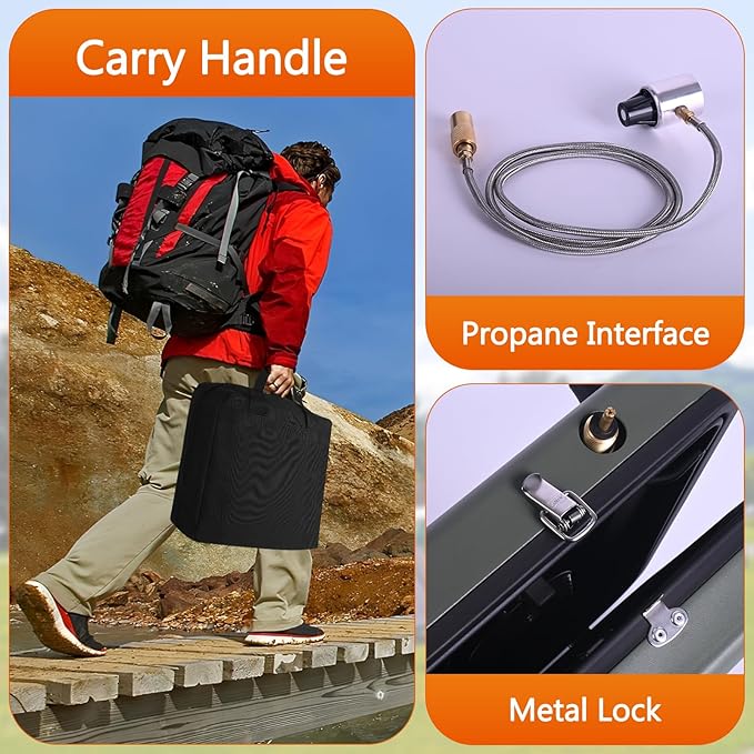 2 Burner Propane Camping Stove with Grill and Carrying Bag Portable Folding Camp Stove with 17000 BTU Adjustable Burners for Backpacking Picnics Outdoor Cooking